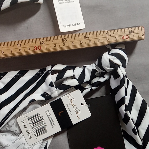 Bathing Suit Marilyn Monroe Swimwear TWO Piece BIKINI BLACK WHITE NEW LARGE - Picture 3 of 10